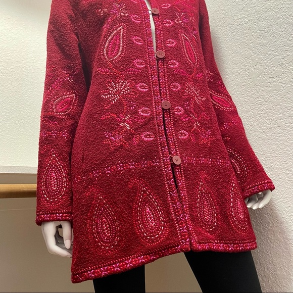 Linea by Louis Dell'Olio Embroidered Wool Blend Jacket Sz L - Picture 5 of 10